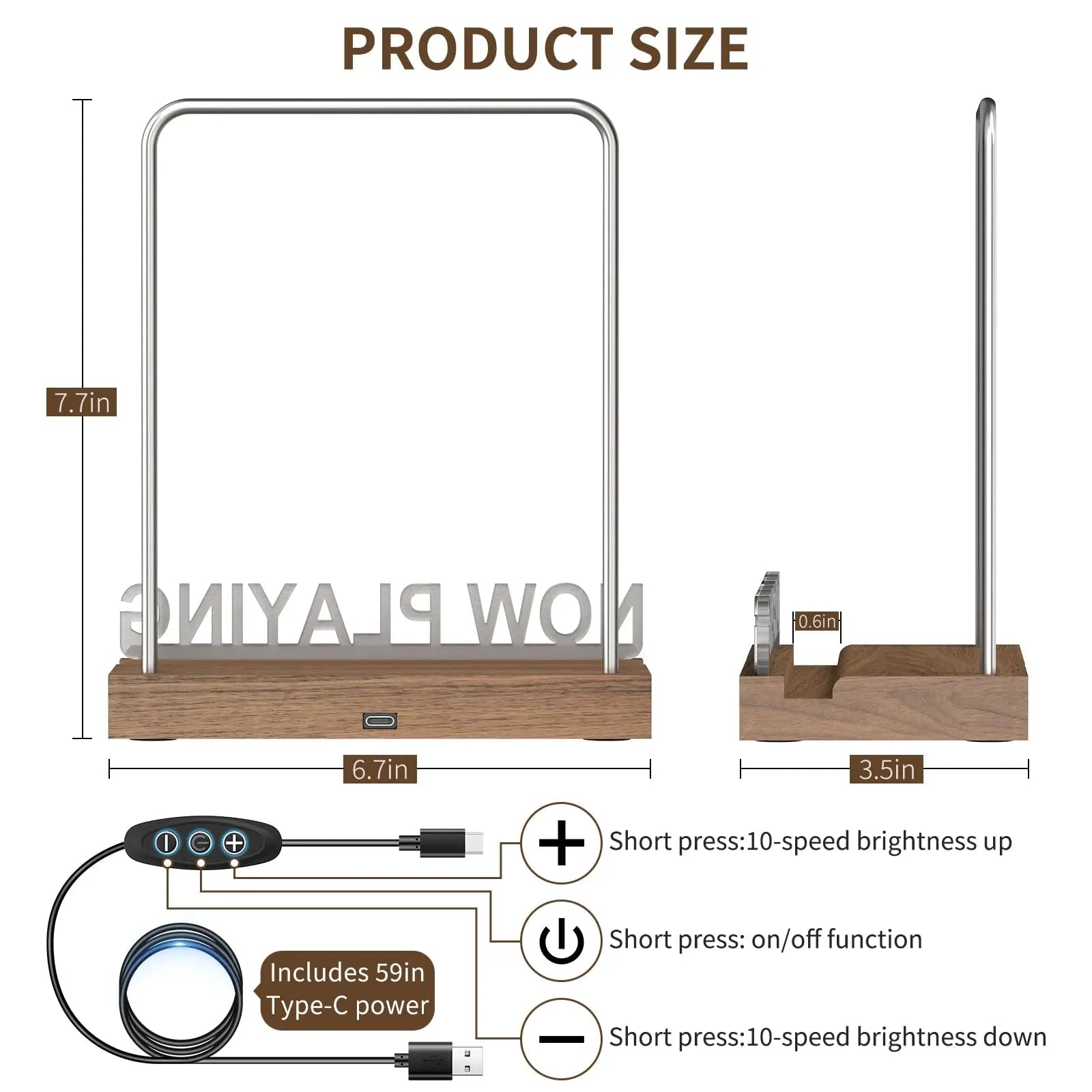 Now playing Vinyl Record Holder Light Up Vinyl Record Display Stand with  Fingerprint-Proof Acrylic Albums, Warm White Light